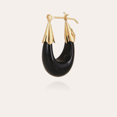 Boucles d'oreilles Écume petit modèle acétate dorées - Noir