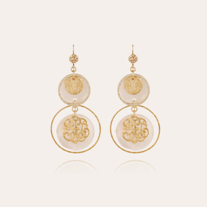 Pendientes Idylle, modelo pequeño, dorados - Nácar blanco