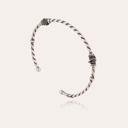 Bangle bracelet Torsade small size silver-plated
