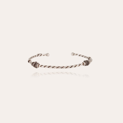 Bangle bracelet Torsade small size silver-plated