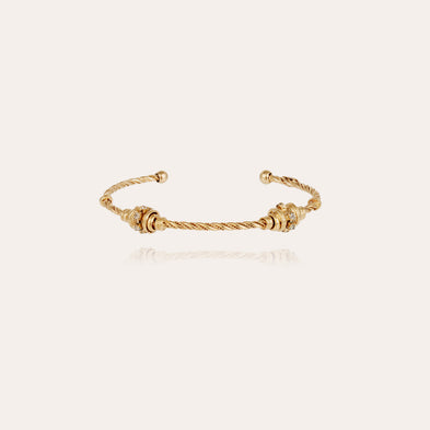 Bracelet jonc Torsade strass petit modèle doré