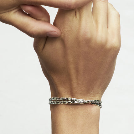 Bracelet jonc Liane croisé grand modèle argenté