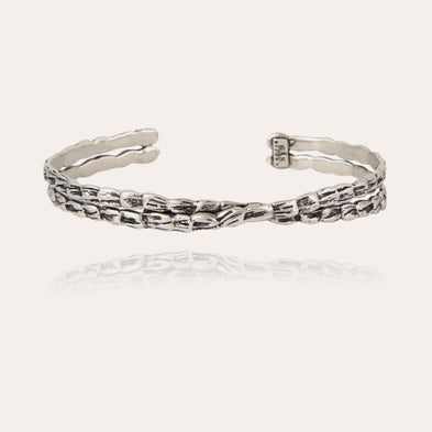 Large size silver-plated Crossed Liane Bangle