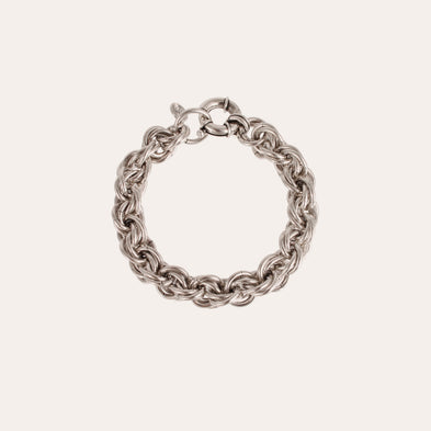 Bracelet Maille rond entrecroisé grand modèle argenté