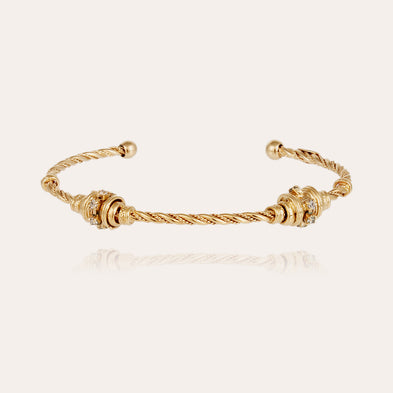 Bracelet jonc Torsade strass petit modèle doré