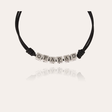 Armband „Papa“, großes Modell, silberfarben