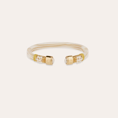Armband „Sarina“ aus vergoldetem Acetat – Elfenbein