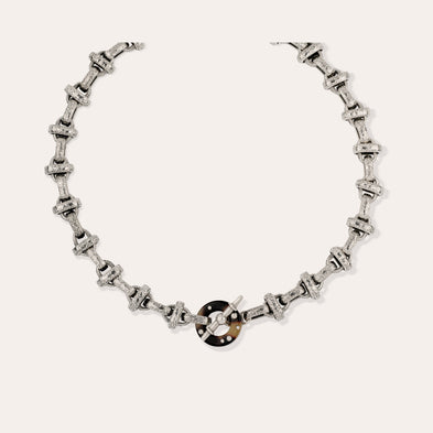 Collier Adrian acétate argenté - Écaille