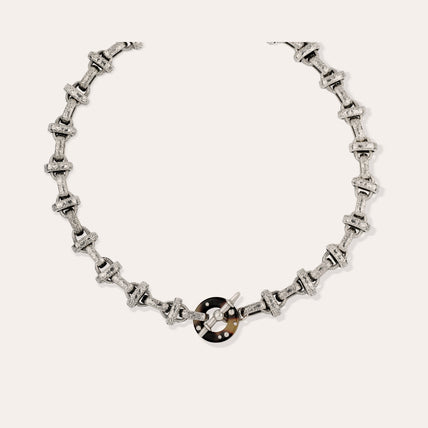 Collier Adrian acétate argenté - Écaille