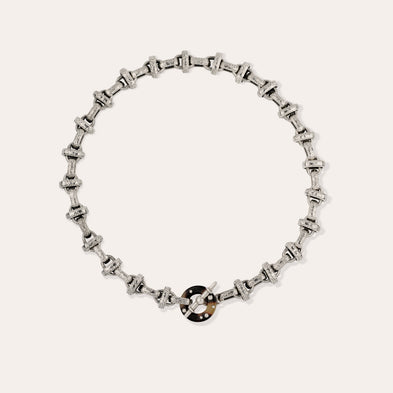 Collier Adrian acétate argenté - Écaille