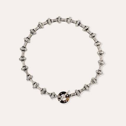 Collier Adrian acétate argenté - Écaille