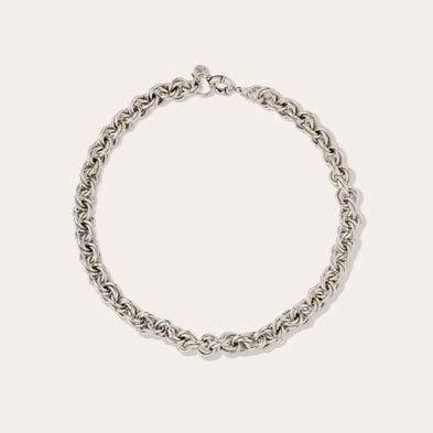 Collier Maille rond entrecroisé argenté