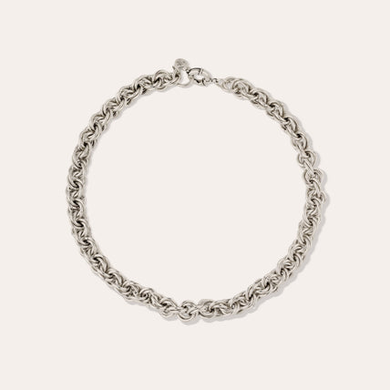 Collier Maille rond entrecroisé argenté