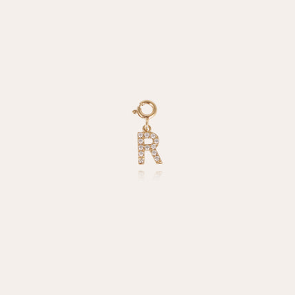 Charms pendentif lettre R strass doré