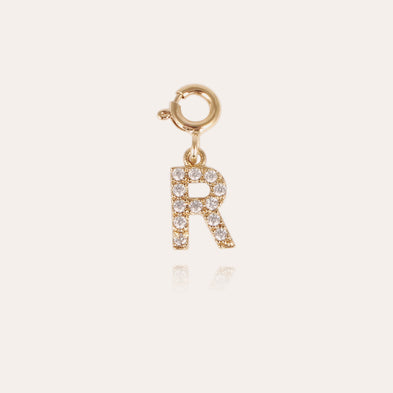 Charms pendentif lettre R strass doré
