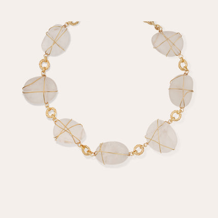 Collier Rainbow Multi grand modèle doré - Cristal de roche