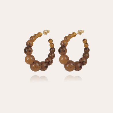 Boucles d'oreilles créoles Andy petit modèle dorées - Marron