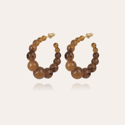 Boucles d'oreilles créoles Andy petit modèle dorées - Marron