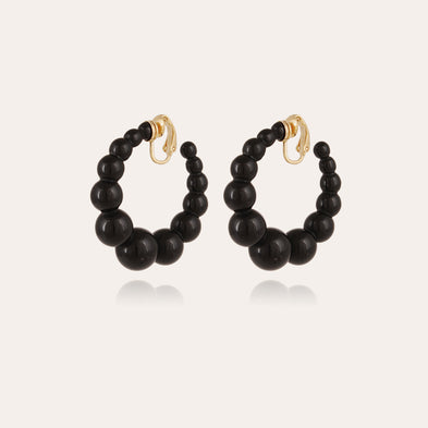 Pendientes de aro Andy « small size » de acetato - Negro