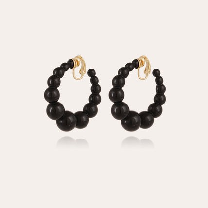 Boucles d'oreilles créoles Andy petit modèle acétate - Noir