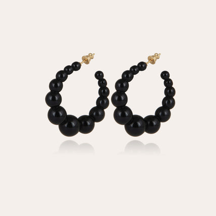 Boucles d'oreilles créoles Andy petit modèle acétate dorées - Noir
