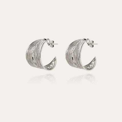 Pendientes de aro Wave plateados