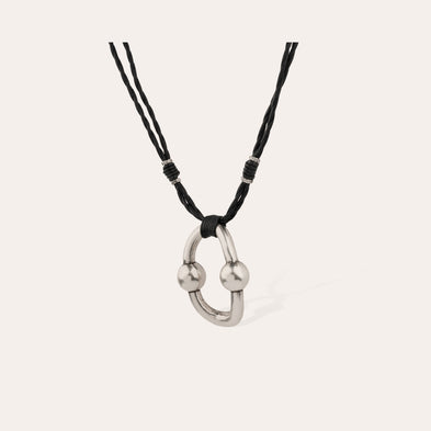 Collier Rive argenté - Cuir 