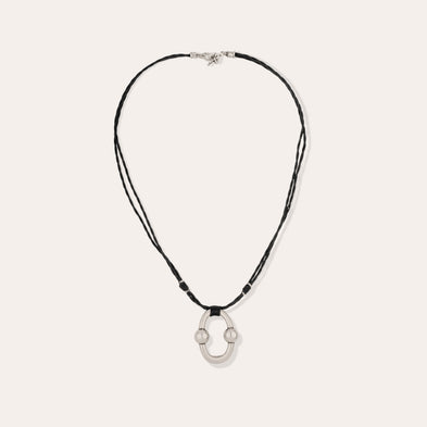 Collier Rive argenté - Cuir 
