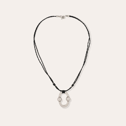 Collier Rive argenté - Cuir 
