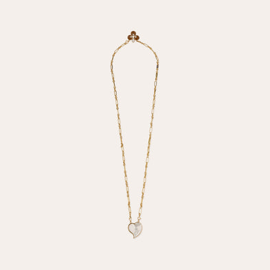 Golden Mirage Scapular Necklace - Wood & White Mother-of-Pearl 