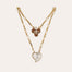Golden Mirage Scapular Necklace - Wood & White Mother-of-Pearl 