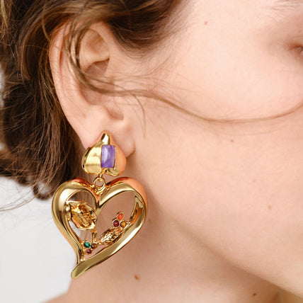 Boucles d'oreilles Odalys dorées - Améthyste 