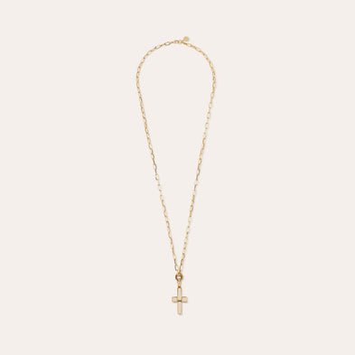 Collar largo con cruz « small size » dorado