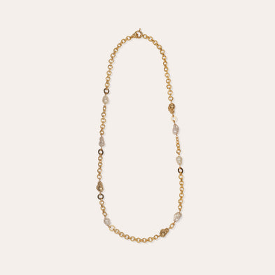 Collar largo Rainbow Biwa dorado