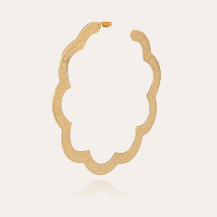 Bolduc Flore Engraved Large size Hoop Earrings
