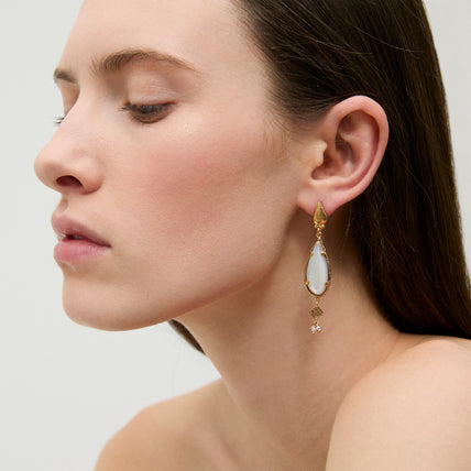 small size 's Gold-Plated Teardrop Earrings - White Mother-of-Pearl
