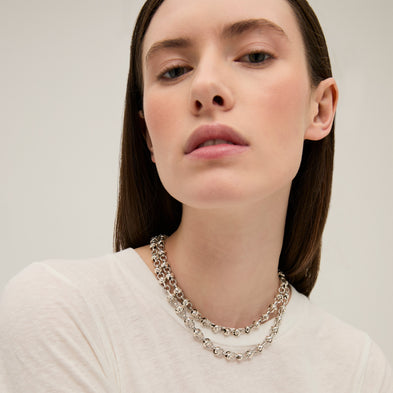 Collier Atik chaîne double argenté