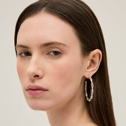 Pendientes de aro Bambou plateados