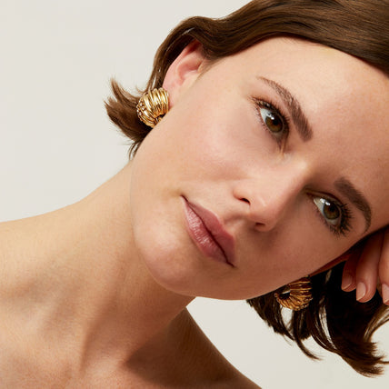 Boucles d'oreilles Anne strass dorées