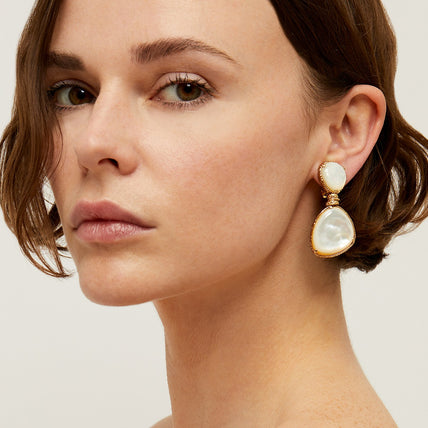 Boucles d'oreilles Silia dorées - Nacre blanche