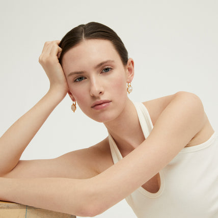 Gold-Plated Mother-of-Pearl Earrings - White Mother-of-Pearl