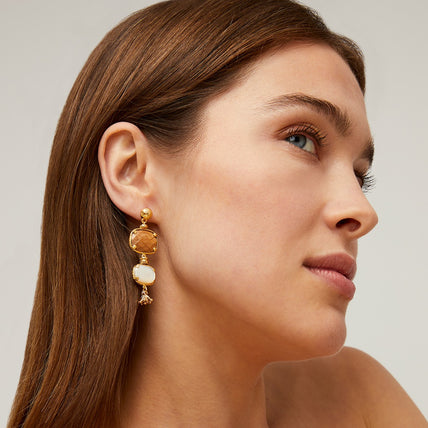 Boucles d'oreilles Silène petit modèle dorées - Bois & Nacre blanche