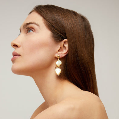 Sirena Gold Earrings - White Mother-of-Pearl