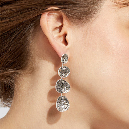 Boucles d'oreilles Eclipse 4 rangs argentées 
