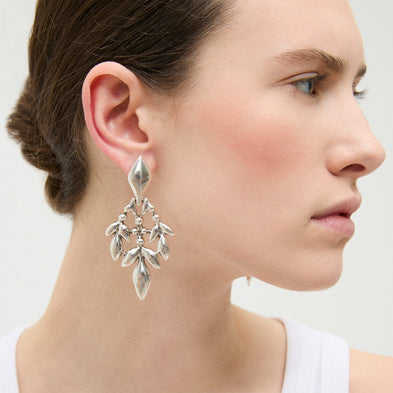 Boucles d'oreilles Olea grand modèle argentées