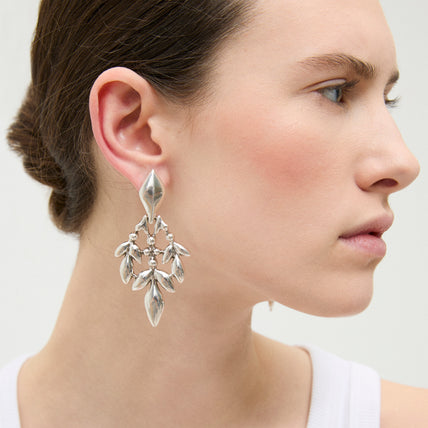Boucles d'oreilles Olea grand modèle argentées
