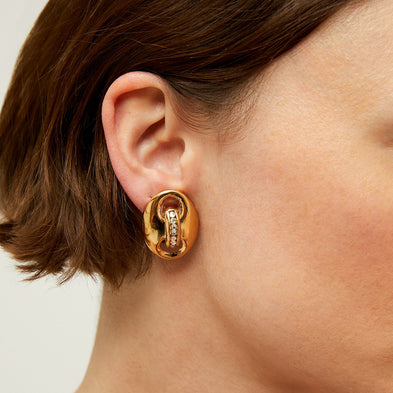 Cophea Mini Gold Rhinestone Stud Earrings
