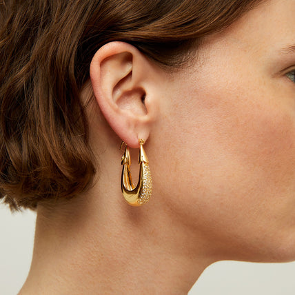 Boucles d'oreilles Écume petit modèle dorées - Zircone