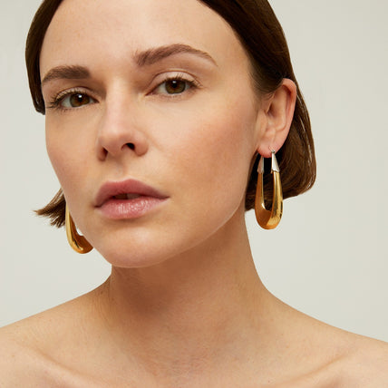 Boucles d'oreilles Écume grand modèle bicolore dorées