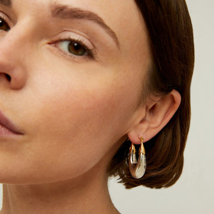Boucles d'oreilles Écume petit modèle bicolore argentées